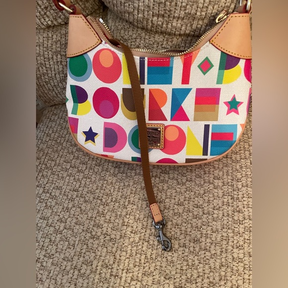 Dooney & Bourke, NWOT, Coated Cotton Art Deco Luna Hobo.Coated cotton body - Picture 4 of 6